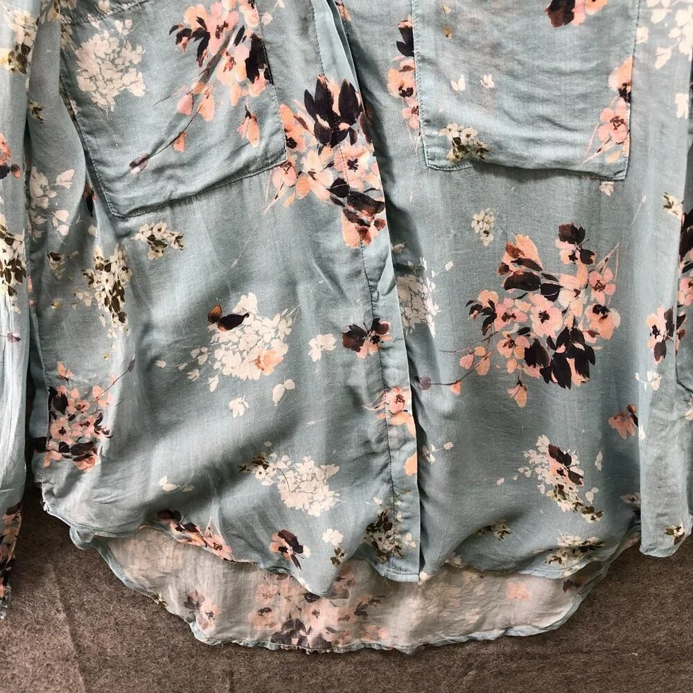 Cloth & Stone Long Sleeve‎ Blouse Womens S Blue Lightweight Rayon Floral - Picture 4 of 8